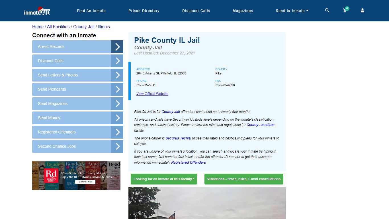 Pike County IL Jail - Inmate Locator - Pittsfield, IL